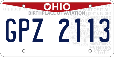 OH license plate GPZ2113