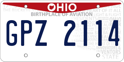 OH license plate GPZ2114