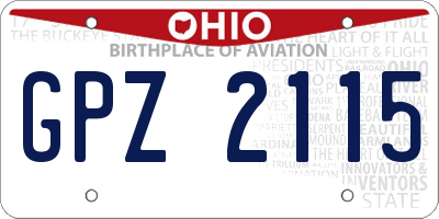 OH license plate GPZ2115