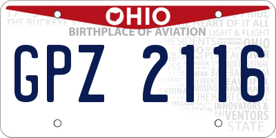 OH license plate GPZ2116