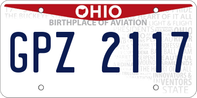 OH license plate GPZ2117