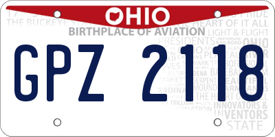 OH license plate GPZ2118