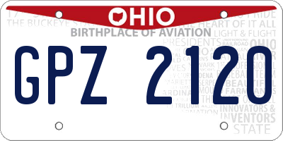 OH license plate GPZ2120