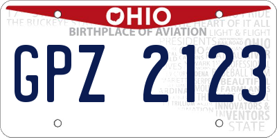 OH license plate GPZ2123