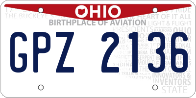 OH license plate GPZ2136