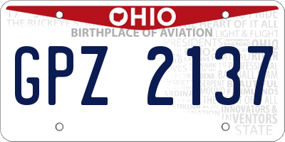 OH license plate GPZ2137