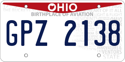 OH license plate GPZ2138