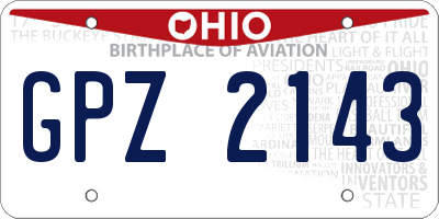 OH license plate GPZ2143