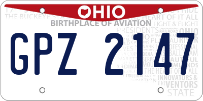 OH license plate GPZ2147