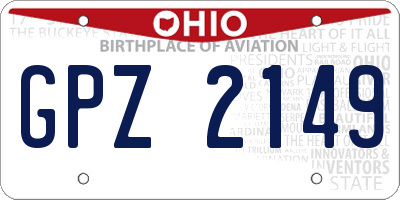 OH license plate GPZ2149