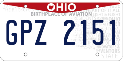 OH license plate GPZ2151