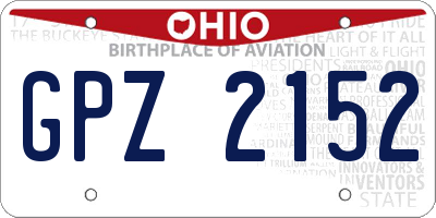 OH license plate GPZ2152
