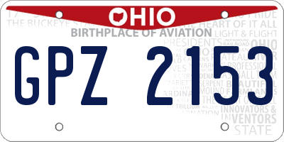 OH license plate GPZ2153