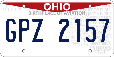 OH license plate GPZ2157