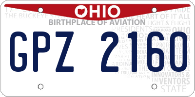 OH license plate GPZ2160