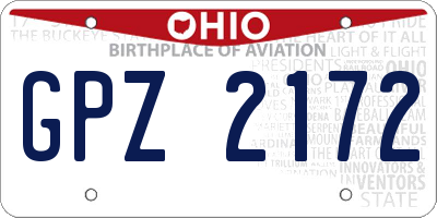 OH license plate GPZ2172