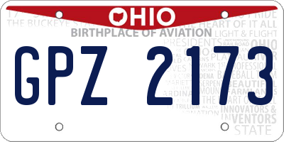 OH license plate GPZ2173