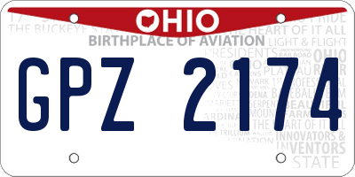 OH license plate GPZ2174