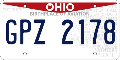 OH license plate GPZ2178