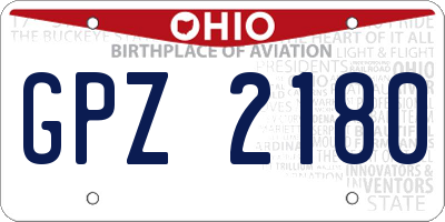 OH license plate GPZ2180