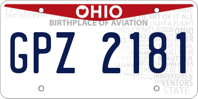 OH license plate GPZ2181