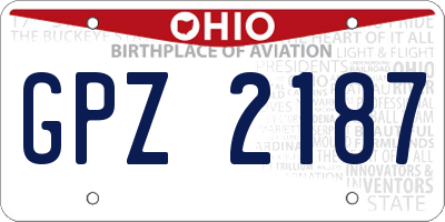 OH license plate GPZ2187