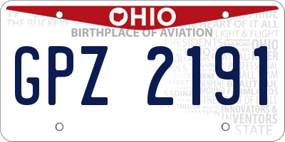 OH license plate GPZ2191