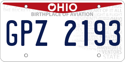 OH license plate GPZ2193
