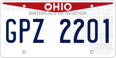 OH license plate GPZ2201