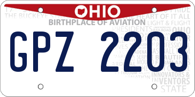 OH license plate GPZ2203