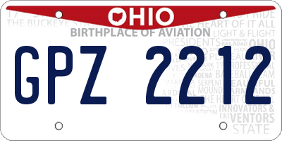 OH license plate GPZ2212