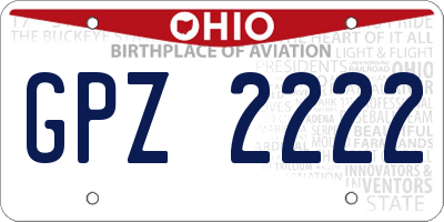 OH license plate GPZ2222