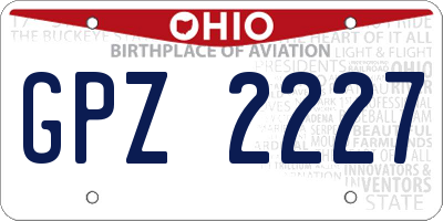 OH license plate GPZ2227