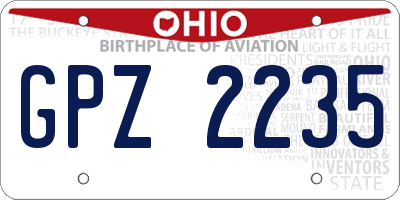 OH license plate GPZ2235