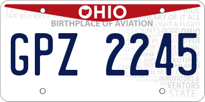 OH license plate GPZ2245