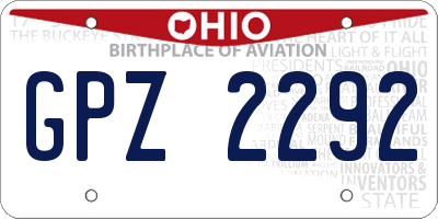 OH license plate GPZ2292