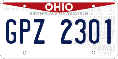 OH license plate GPZ2301