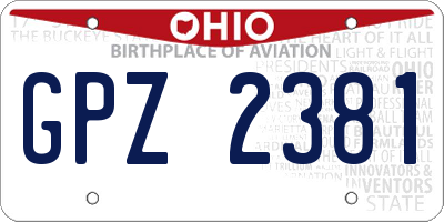 OH license plate GPZ2381