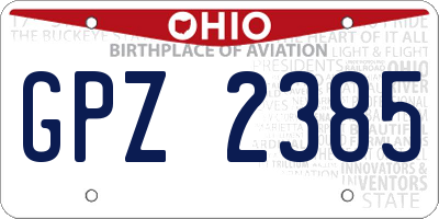 OH license plate GPZ2385
