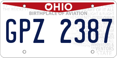 OH license plate GPZ2387