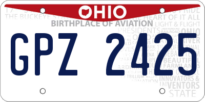 OH license plate GPZ2425