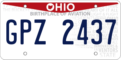 OH license plate GPZ2437