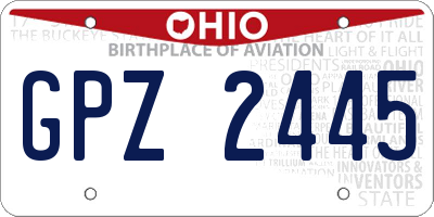 OH license plate GPZ2445