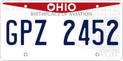 OH license plate GPZ2452