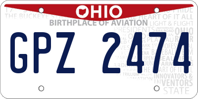 OH license plate GPZ2474