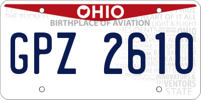 OH license plate GPZ2610