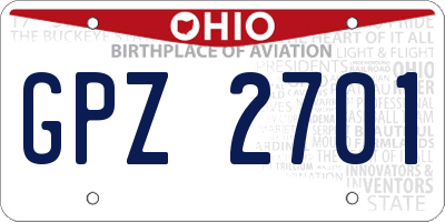 OH license plate GPZ2701
