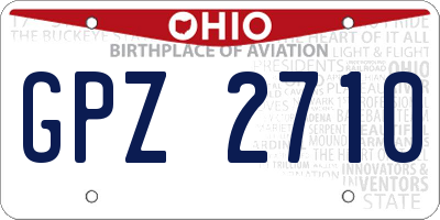 OH license plate GPZ2710