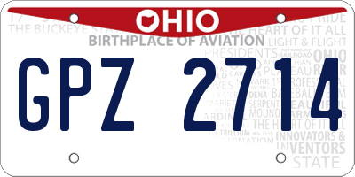 OH license plate GPZ2714