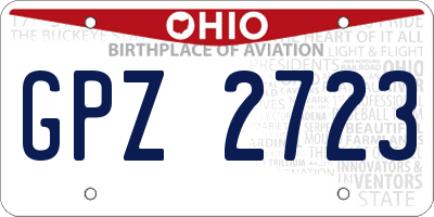 OH license plate GPZ2723